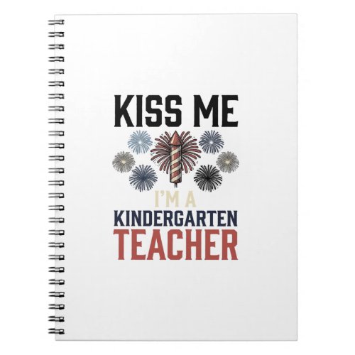Kindergarten Teacher Fireworks Vintage Shirt Desig Notebook