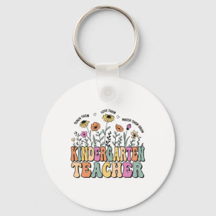 Kindergarten Teacher Flower Groovy Teacher Ck To S Keychain