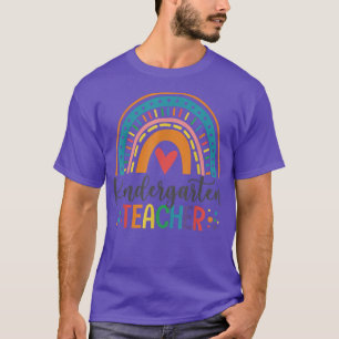Kindergarten Teacher Funny Colorful Rainbow Back T T-Shirt