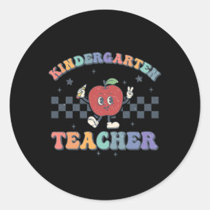 Kindergarten Teacher Groovy Ck To School Team Kg T Classic Round Sticker
