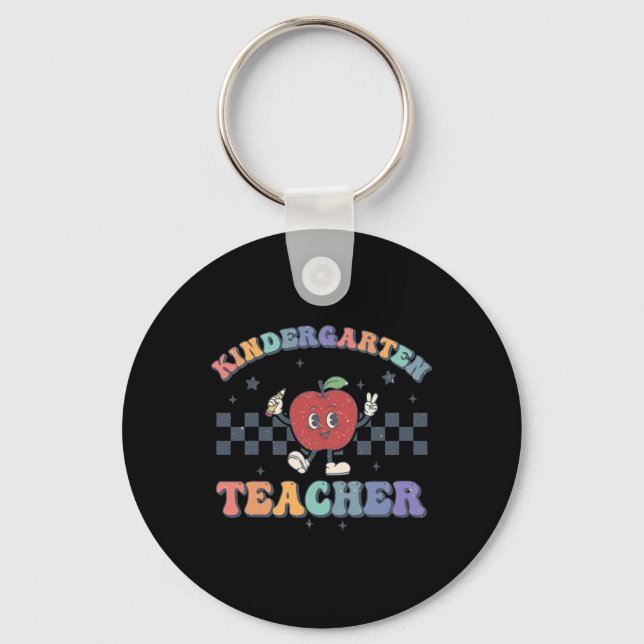 Kindergarten Teacher Groovy Ck To School Team Kg T Keychain (Front)
