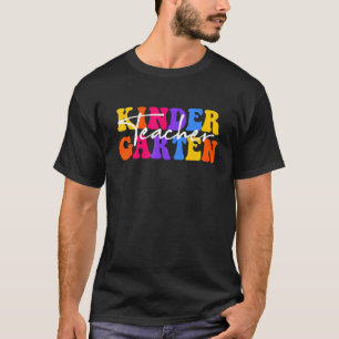 Kindergarten Teacher Groovy Happy First Day Of Sch T-Shirt
