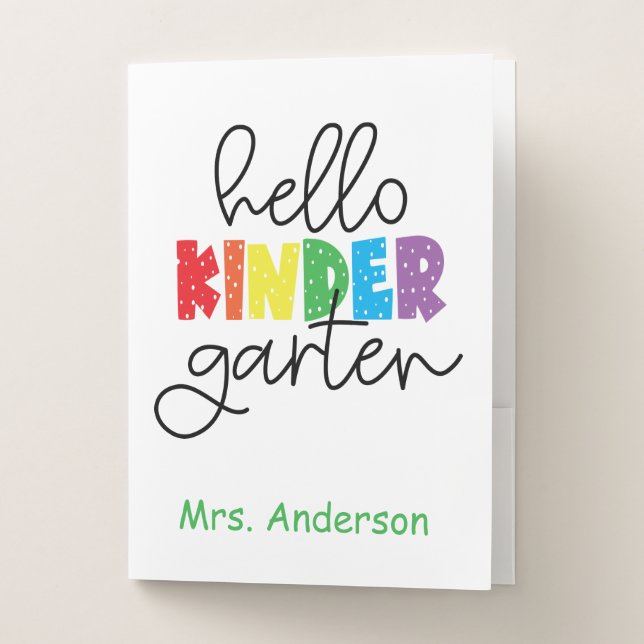 Kindergarten Teacher Hello Kindergarten Pocket Folder (Front)