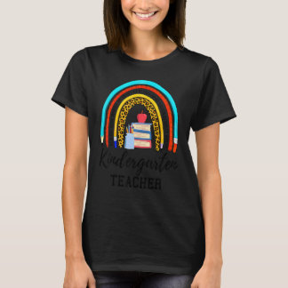 Kindergarten Teacher Leopard Rainbow First Day Of T-Shirt