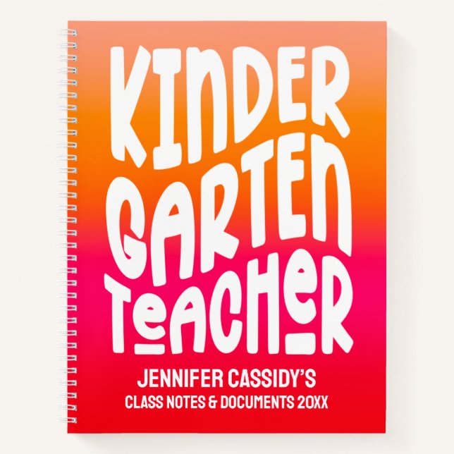 Kindergarten Teacher Orange Red Ombre Notebook (Front)
