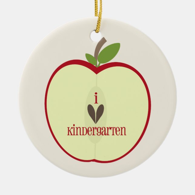 Kindergarten Teacher Ornament - Red Apple Half (Front)
