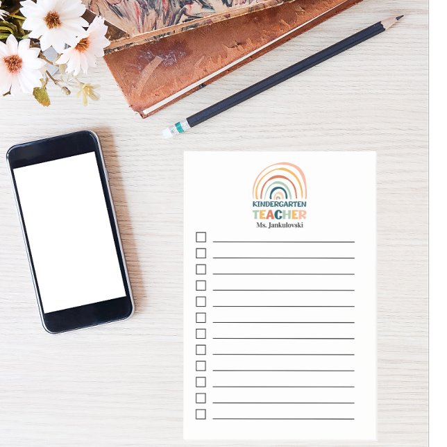 Kindergarten teacher personalized boho rainbow post-it notes (Creator Uploaded)