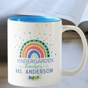 Kindergarten Teacher Personalized Colorful Two-Tone Coffee Mug