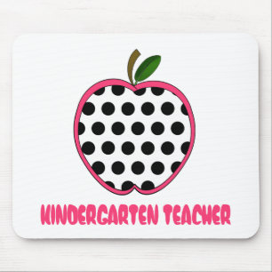 Kindergarten Teacher Polka Dot Apple Mouse Pad
