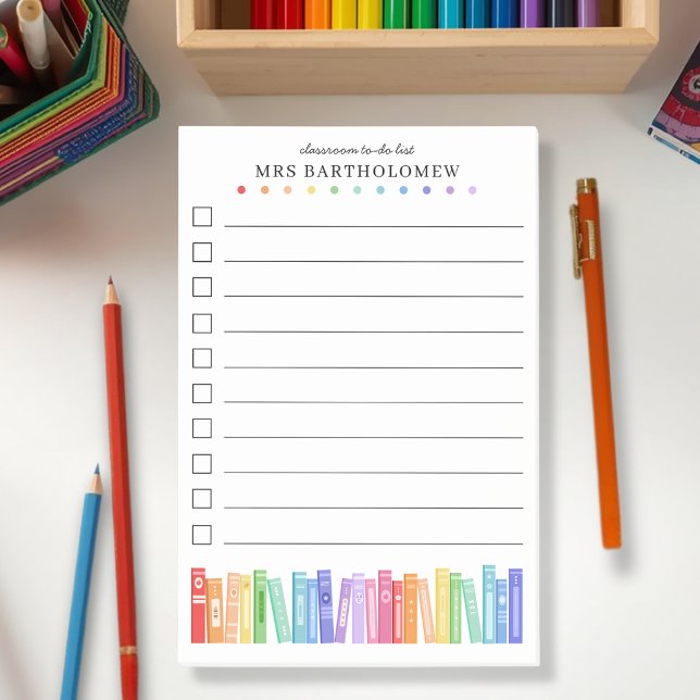 Kindergarten Teacher Rainbow Books To-Do List Post-it Notes (Creator Uploaded)