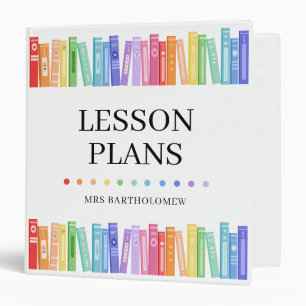 Kindergarten Teacher Rainbow Color Books Custom 3 Ring Binder