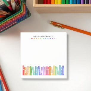 Kindergarten Teacher Rainbow Color Books Custom Post-it Notes