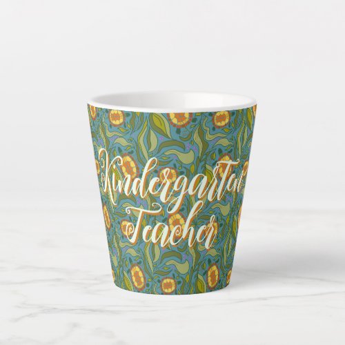 Kindergarten Teacher Turtles in Leaves Latte Mug