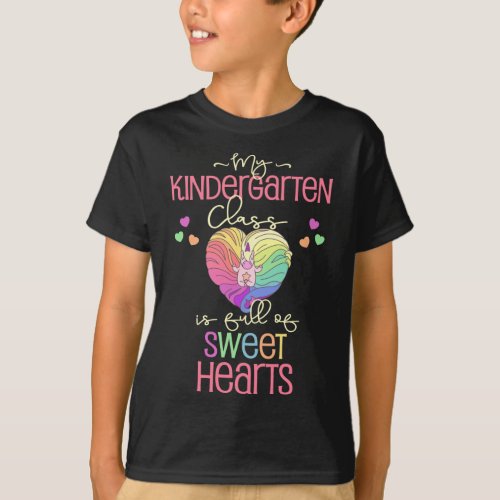 Kindergarten Teacher Valentine Cute Unicorn Sweet  T_Shirt