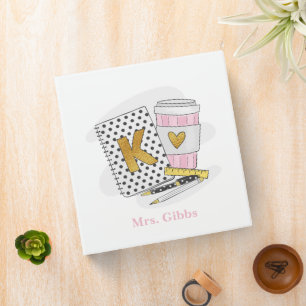 Kindergarten Teacher White Notebook Coffee Custom 3 Ring Binder