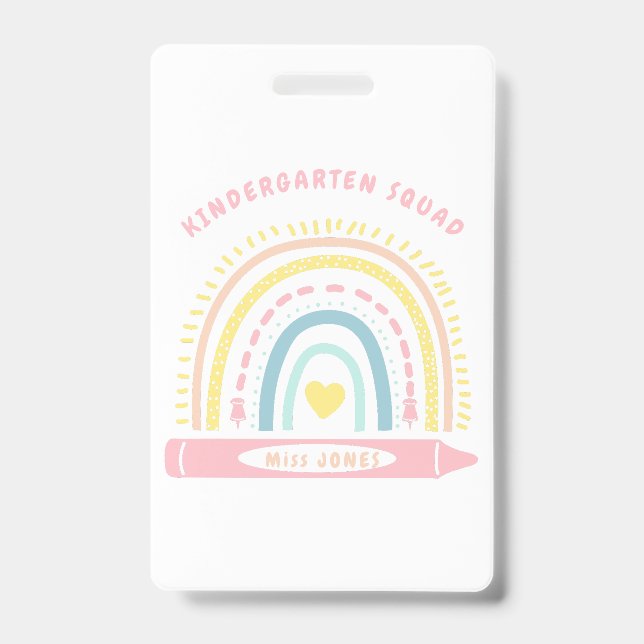 Kindergarten Team Squad Teacher Back To School Badge (Front)