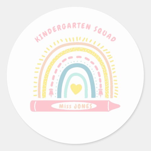 Kindergarten Team Squad Teacher Back To School Classic Round Sticker