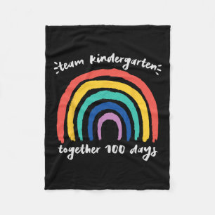 Kindergarten Together 100 Days Rainbow Teacher Stu Fleece Blanket