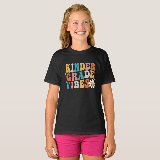 Kindergarten Vibes Groovy Design on Kids' Shirt (Front Full)
