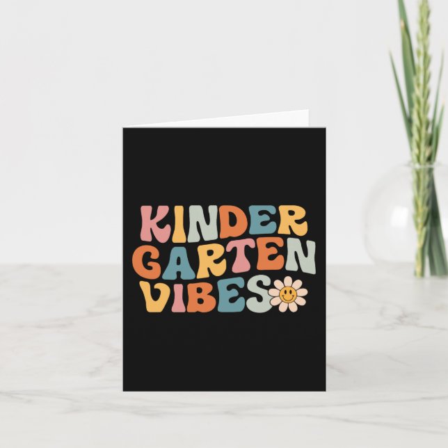 Kindergarten Vibes - Kinder Crew Retro First Day o Card (Front)