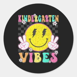 Kindergarten Vibes Smile Face Back To School Teach Classic Round Sticker