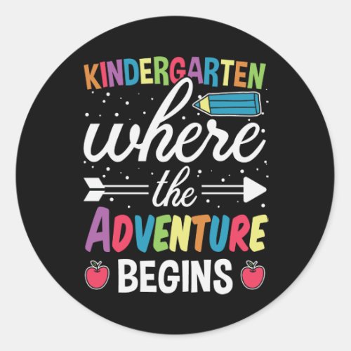Kindergarten Where The Adventure Begins Classic Round Sticker