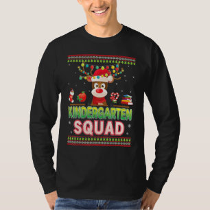 Kindergen Squad Christmas Reindeer Santa Hat Stude T-Shirt