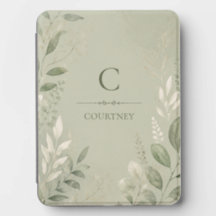 Kindle Cover • Soft Green Botanical Personalized