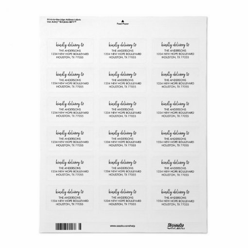 Kindly Deliver To Address Labels | Zazzle