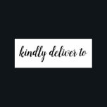 Kindly deliver to calligraphy rubber stamp<br><div class="desc">This chic, modern and elegant rubber stamp design features the text kindly deliver to in stylish handwritten script calligraphy. Perfect for your wedding invitations, rsvp and save the dates! Exclusively designed for you by Happy Dolphin Studio. If you need any help or matching products please contact us at happydolphinstudio@outlook.com. We're...</div>