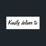 Kindly deliver to calligraphy rubber stamp<br><div class="desc">This chic, modern and elegant rubber stamp design features the text kindly deliver to in stylish handwritten script calligraphy. Perfect for your invitations, rsvp, save the dates, Christmas gifts, favors and small business envelopes! Exclusively designed for you by Happy Dolphin Studio. If you need any help or matching products please...</div>