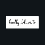 Kindly deliver to calligraphy rubber stamp<br><div class="desc">This chic, modern and elegant rubber stamp design features the text kindly deliver to in stylish handwritten script calligraphy. Perfect for your wedding invitations, rsvp and save the dates! Exclusively designed for you by Happy Dolphin Studio. If you need any help or matching products please contact us at happydolphinstudio@outlook.com. We're...</div>