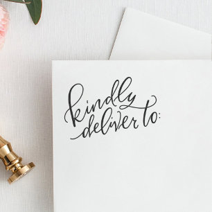Kindly Deliver To Hand Lettered Self Inking Stamp