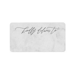Kindly Deliver To Modern Calligraphy Script Marble Label