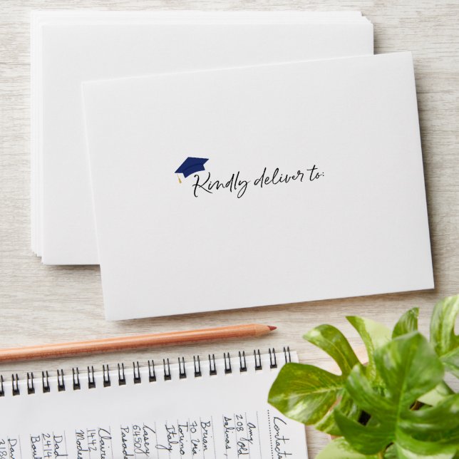 "Kindly deliver to" Script Graduation Envelope (Stacked)