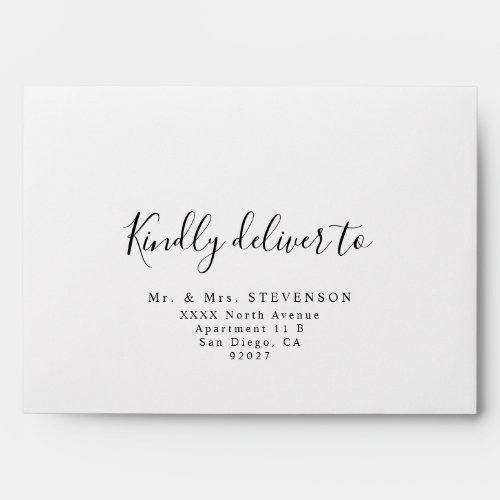 Kindly Deliver to Script Wedding Address Envelope