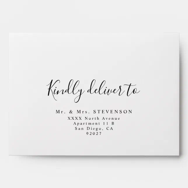 Kindly Deliver To Script Wedding Address Envelope 