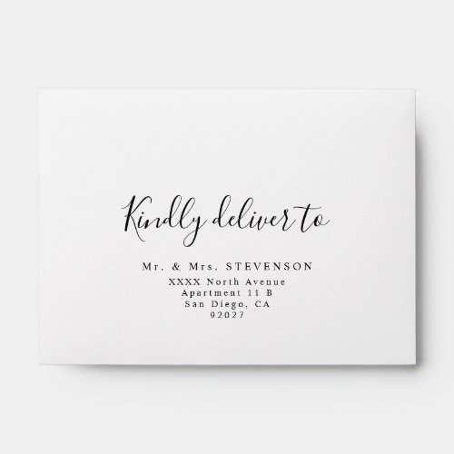 Kindly Deliver to Script Wedding Address Envelope