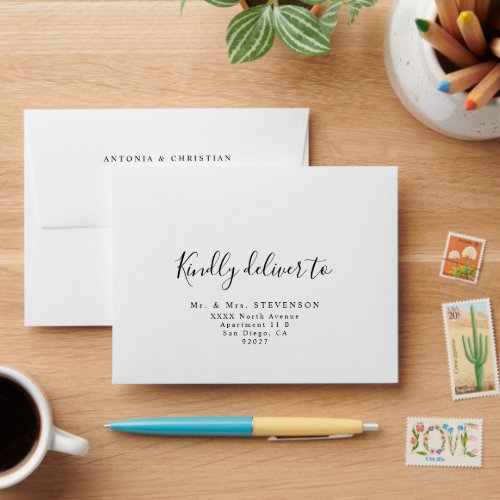 Kindly Deliver to Script Wedding Address Envelope