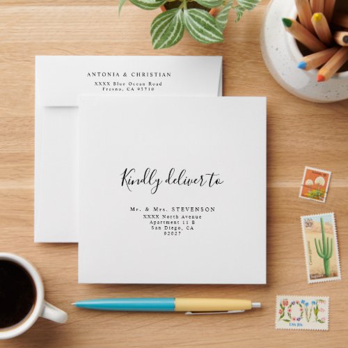 Kindly Deliver to Script Wedding Address Envelope