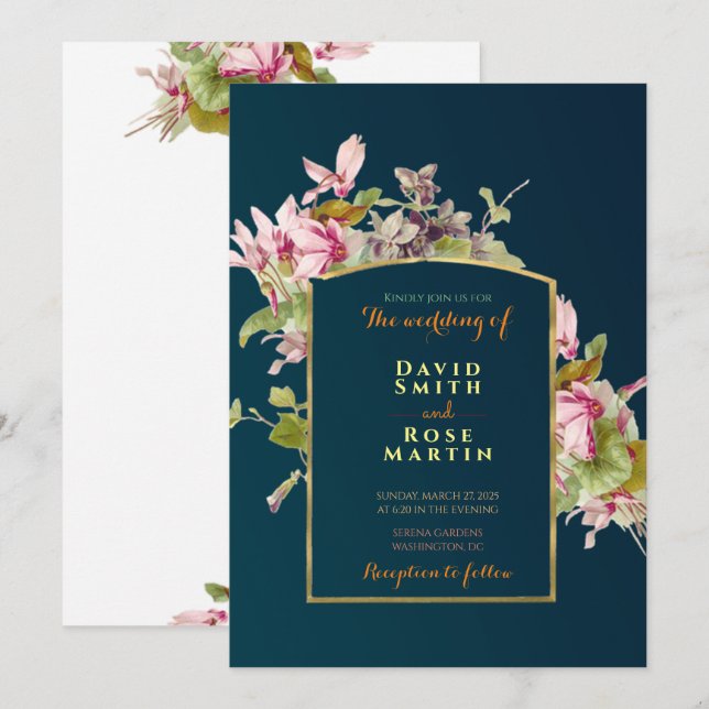 Kindly Join Us Eucalyptus Leaves Wedding Card (Front/Back)