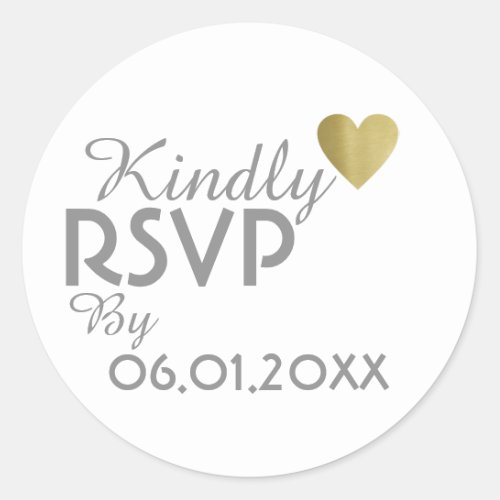 kindly rsvp with love heart wedding classic round sticker