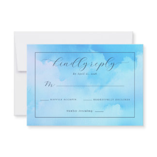 Kindly Reply Blue Cloudy Sky RSVP Card