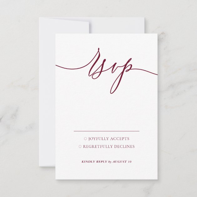 Kindly Reply Burgundy Simple RSVP Card