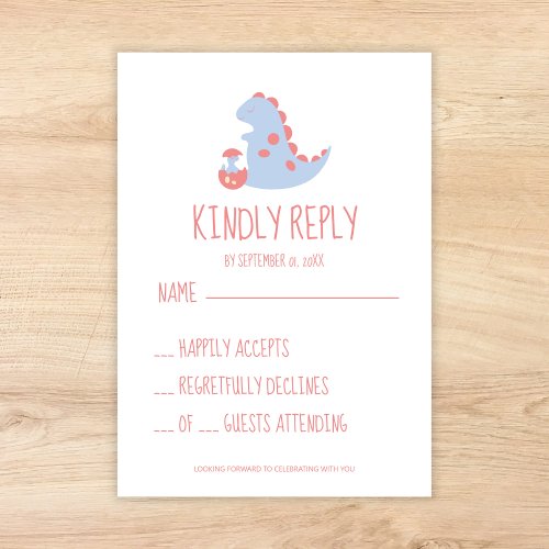 Kindly Reply Dinosaur Circus Baby Shower RSVP Card