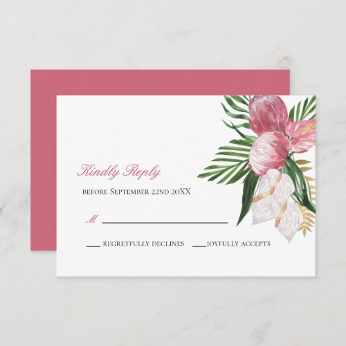 Kindly Reply  Elegant Tropical Paradise Wedding  R RSVP Card