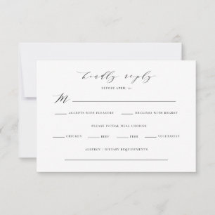 Kindly Reply Enclosure Card Wedding Meal Choice