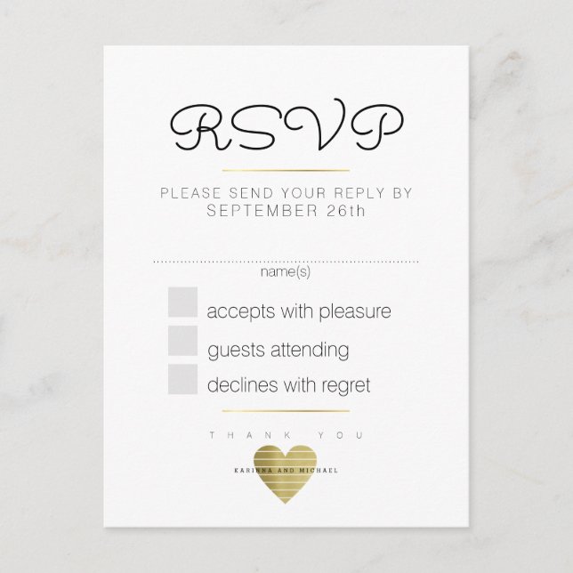 kindly reply wedding rsvp white invitation postcard (Front)
