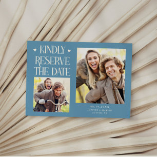 Kindly Reserve 2-Photo Denim Blue Wedding Save The Date