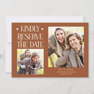 Kindly Reserve 2-Photo Terracotta Wedding Save The Date